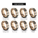 font options for inside engraving on rose gold april daisy rings