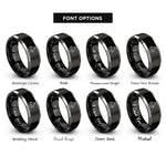 font options for inside engraving on black & silver apron rings