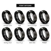 font options for inside engraving on black & silver apron rings