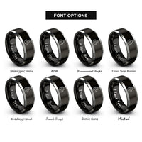 font options for inside engraving on black & grey apron rings