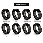 font options for inside engraving on black apron rings