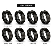 font options for inside engraving on black apron rings