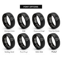 font options for inside engraving on black apron rings