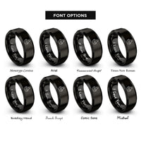font options for inside engraving on black apron rings