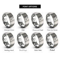 font options for inside engraving on silver apron rings