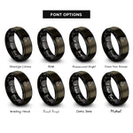 font options for inside engraving on gunmetal & black apron rings