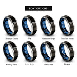 font options for inside engraving on black & blue & grey aquarius rings