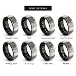 font options for inside engraving on black & silver aquarius rings