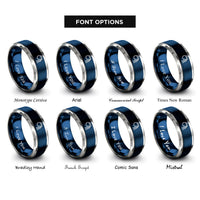 font options for inside engraving on blue & gray aquarius rings