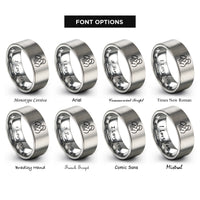 font options for inside engraving on silver aquarius rings