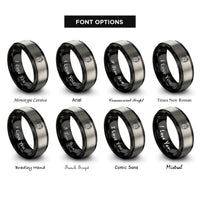 font options for inside engraving on black & grey arabian silhouette horseshoe rings