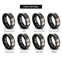 font options for inside engraving on black & silver arbitration gavel scales rings