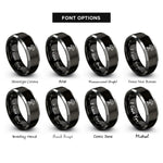 font options for inside engraving on black & silver arbitration gavel scales rings