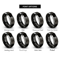 font options for inside engraving on black & silver arbitration gavel scales rings