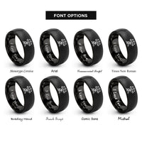 font options for inside engraving on black arbitration gavel scales rings