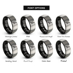 font options for inside engraving on black & grey arborist climber tree rings