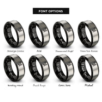 font options for inside engraving on black & gray arborist climber tree rings