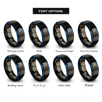 font options for inside engraving on gunmetal & blue arc de triomphe rings