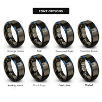 font options for inside engraving on gunmetal & blue arc de triomphe rings