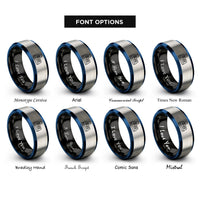 font options for inside engraving on black & blue & grey arcade joystick rings