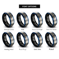 font options for inside engraving on black & blue & grey arcade joystick rings