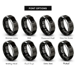 font options for inside engraving on black & silver arch double line rings