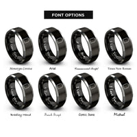 font options for inside engraving on black & silver arch double line rings