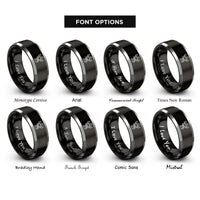 font options for inside engraving on black & gray archangel azrael scythe rings