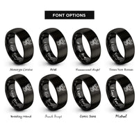 font options for inside engraving on black archangel azrael scythe rings
