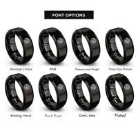 font options for inside engraving on black archangel cassiel rings