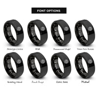 font options for inside engraving on black archangel cassiel rings