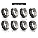 font options for inside engraving on black & gray archangel cassiel hourglass rings