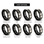 font options for inside engraving on black & silver archangel cassiel hourglass rings