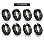 font options for inside engraving on black & gray archangel cassiel hourglass rings