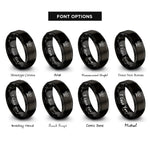 font options for inside engraving on black archangel cassiel hourglass rings