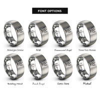 font options for inside engraving on grey archangel cassiel hourglass rings