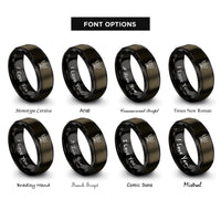 font options for inside engraving on gunmetal & black archangel cassiel hourglass rings