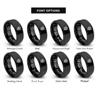 font options for inside engraving on black archangel gabriel rings