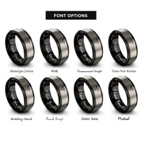 font options for inside engraving on black & gray archangel gabriel trumpet rings