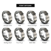 font options for inside engraving on gray archangel gabriel trumpet rings