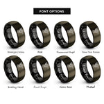 font options for inside engraving on gunmetal & black archangel gabriel trumpet rings
