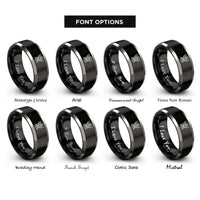 font options for inside engraving on black & silver archangel michael sword rings