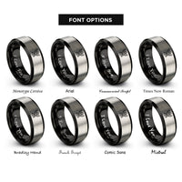 font options for inside engraving on black & silver archangel michael sword rings