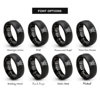 font options for inside engraving on black archangel michael sword rings