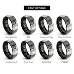 font options for inside engraving on black & gray archangel samael spear rings