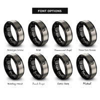 font options for inside engraving on black & gray archangel samael spear rings