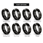 font options for inside engraving on black & gray archangel samael spear rings