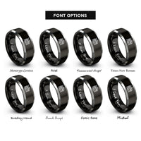 font options for inside engraving on black & gray archangel samael spear rings
