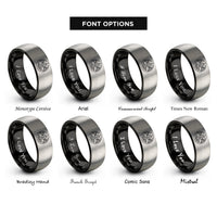 font options for inside engraving on black & gray archangel uriel rings