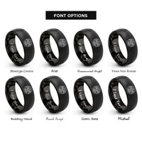 font options for inside engraving on black archangel uriel rings